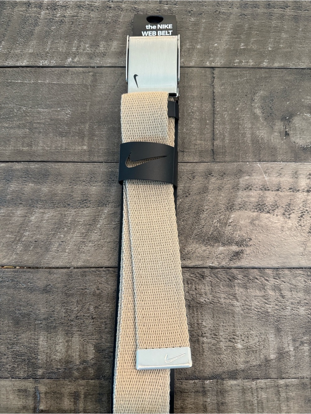Nike Men’s Beige Web Belt - Casual Canvas Belt adjustable up to 42 in